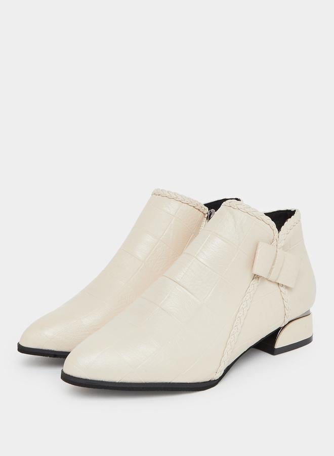 Take Two Women Beige Textured Embossed Ankle Boots - Image 2